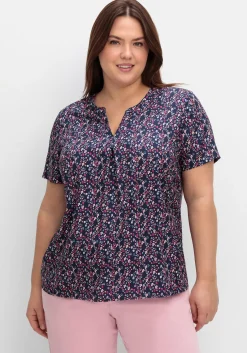 Tunika mit Minimalprint und kurzen Ärmeln<sheego Hot