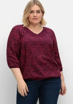 Tunika mit Minimalprint und Saum-Gummizug<sheego Discount