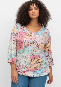 Tunika mit Patchwork-Print und Stretchsaum<sheego Outlet