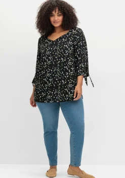 Tunika mit Print und Knotendetail am Ärmel<sheego Fashion