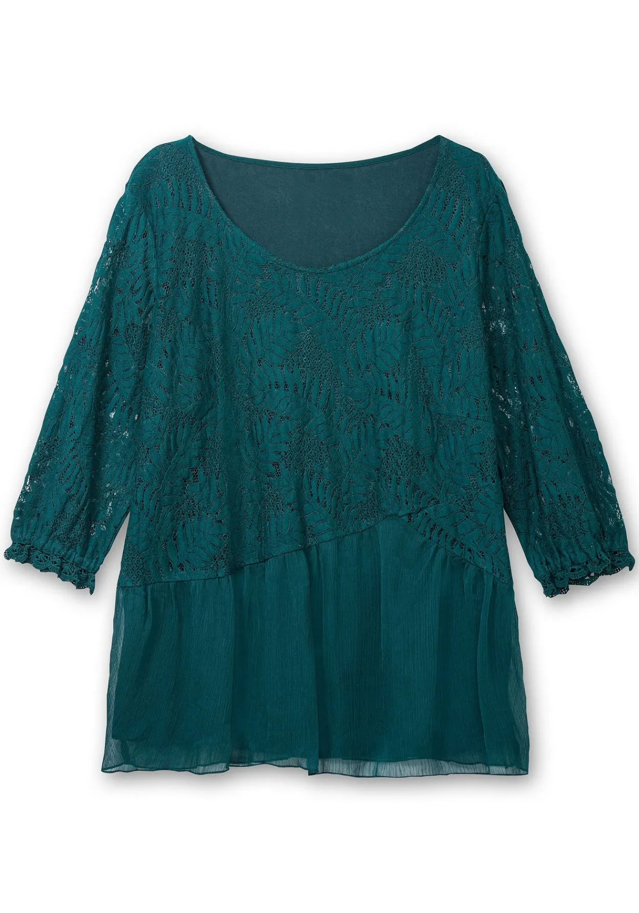 Tunika mit Spitzenoberteil und Chiffonsaum<sheego x Fair Lady Fashion