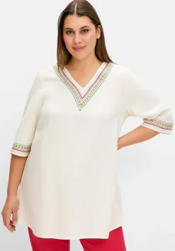 Tunika mit Stickereien, mit Leinenanteil<sheego Discount