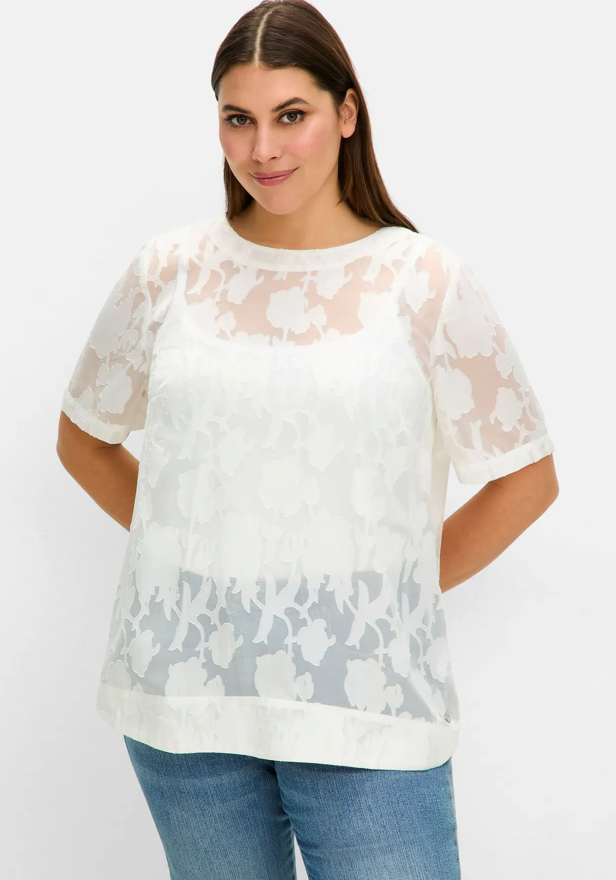 Tunika mit transparentem Jacquardmuster<sheego Online