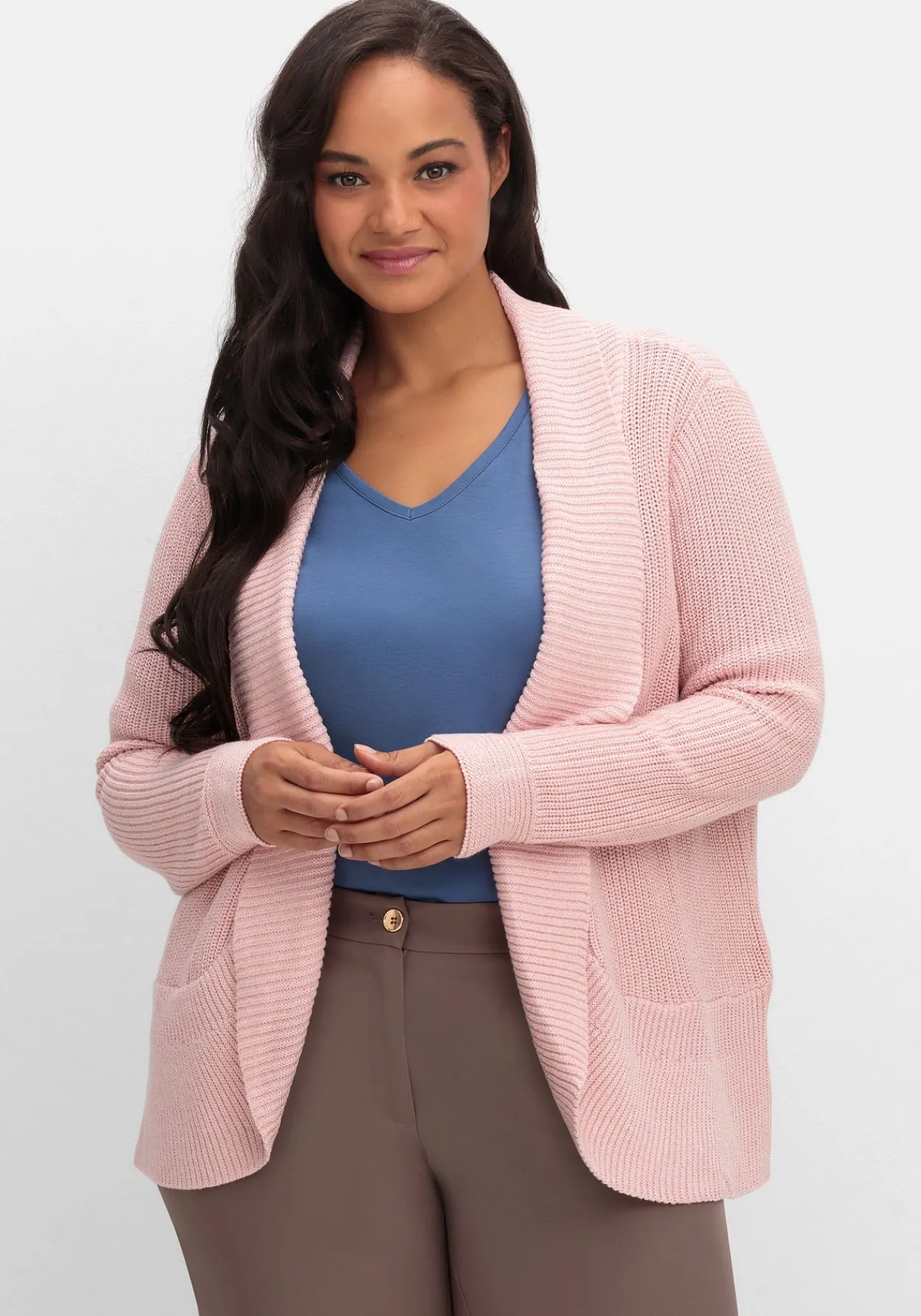 Verschlusslose Strickjacke mit Schalkragen<sheego Clearance