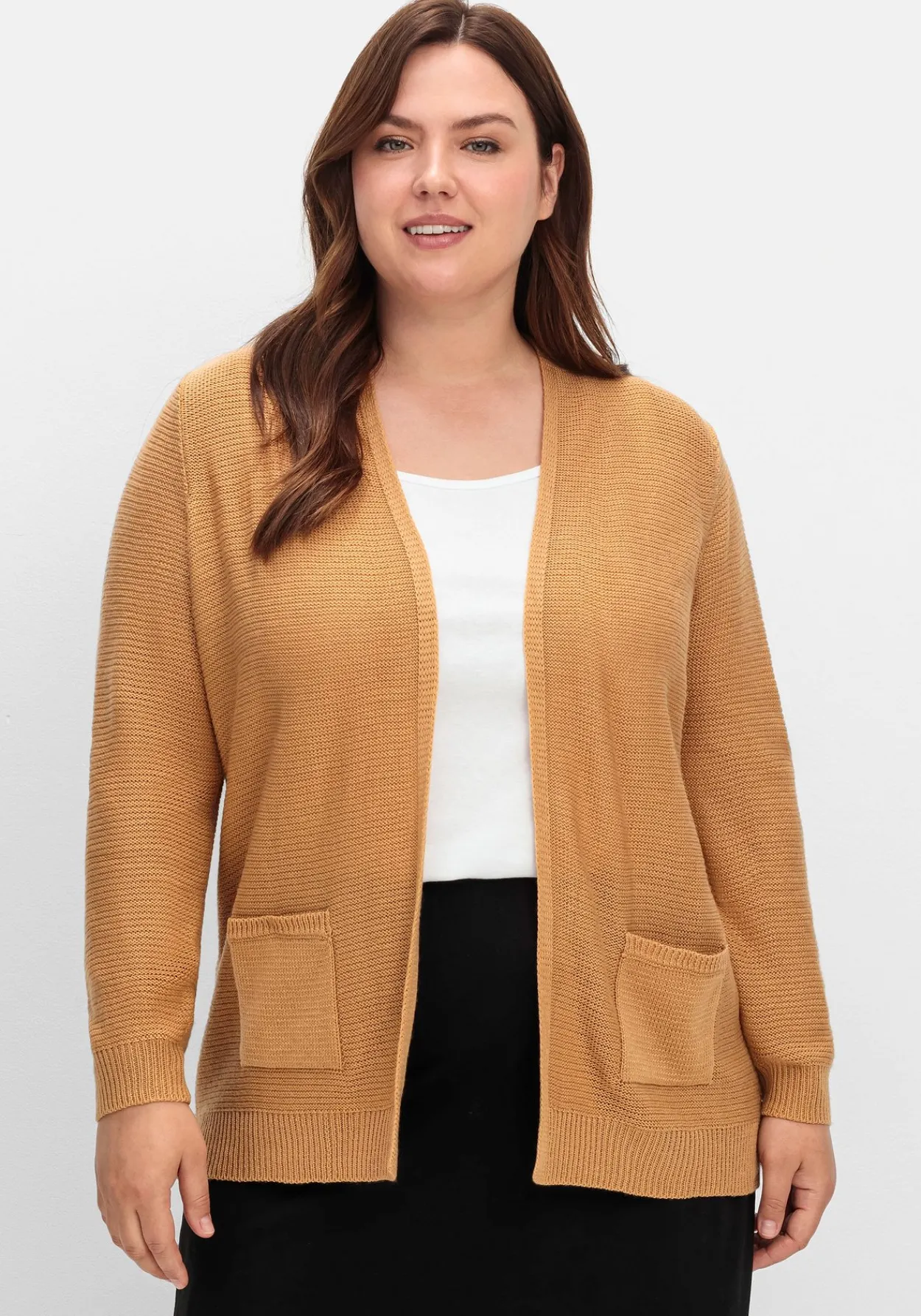 Verschlusslose Strickjacke im Linksstrickmuster<sheego Best