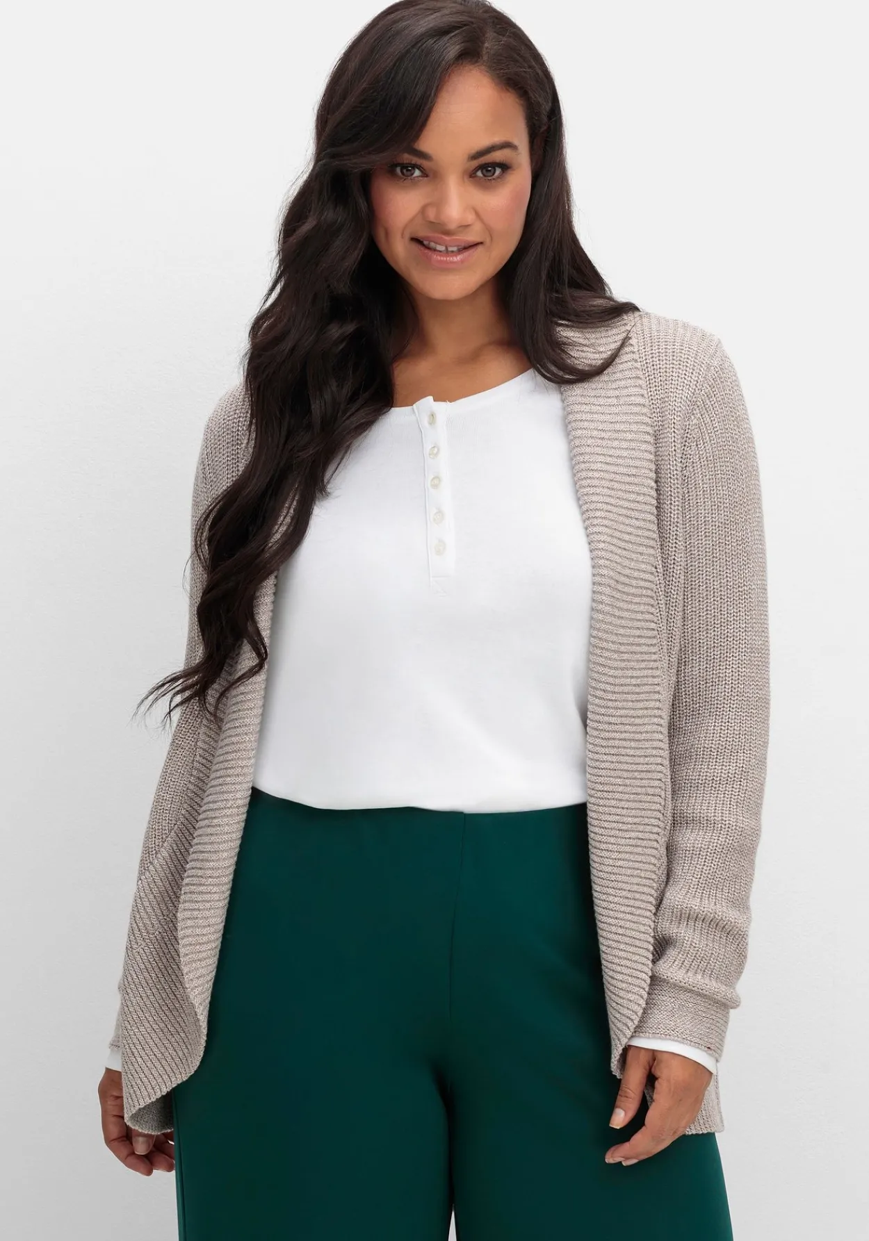 Verschlusslose Strickjacke mit Schalkragen<sheego Best