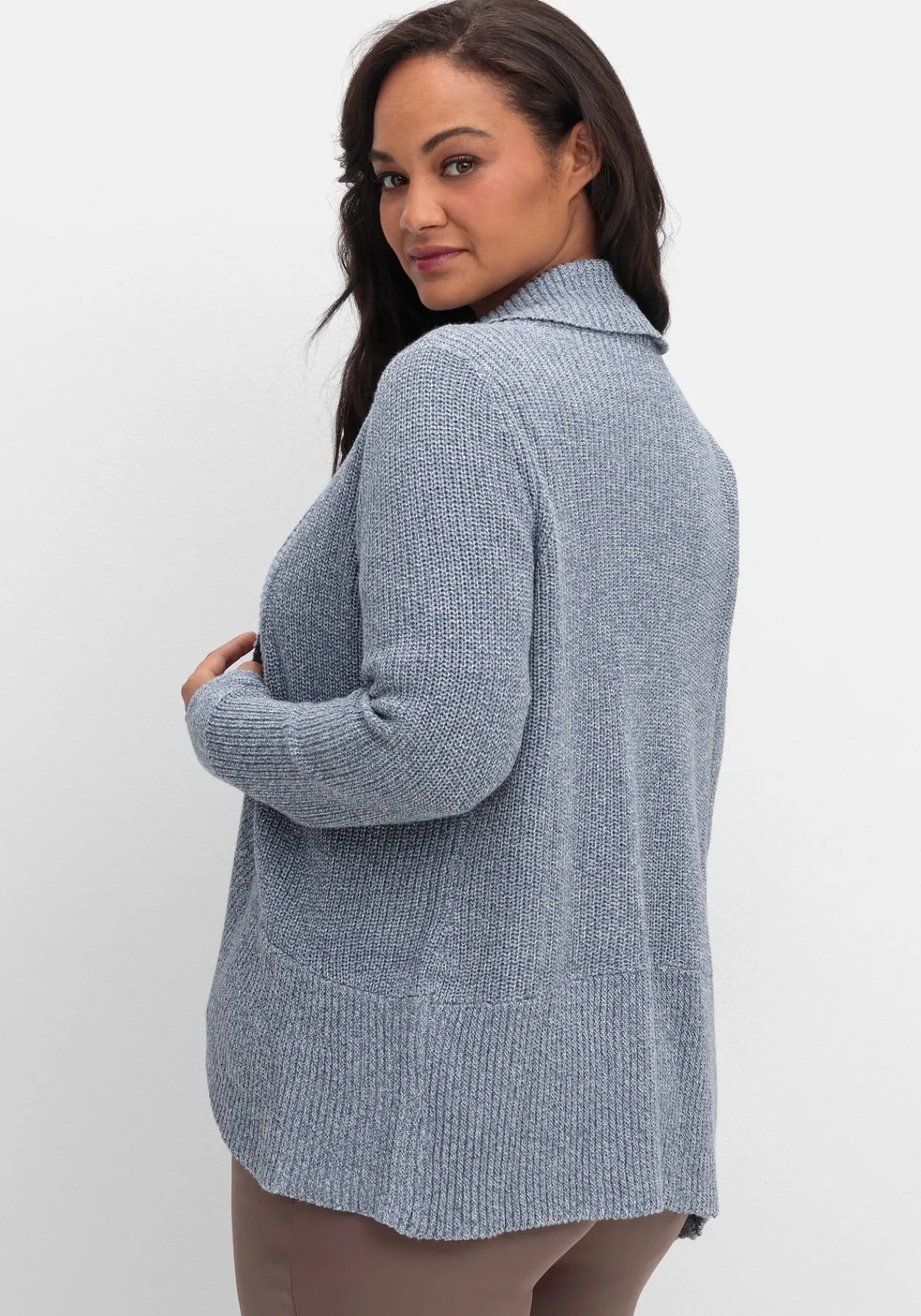 Verschlusslose Strickjacke mit Schalkragen<sheego Outlet