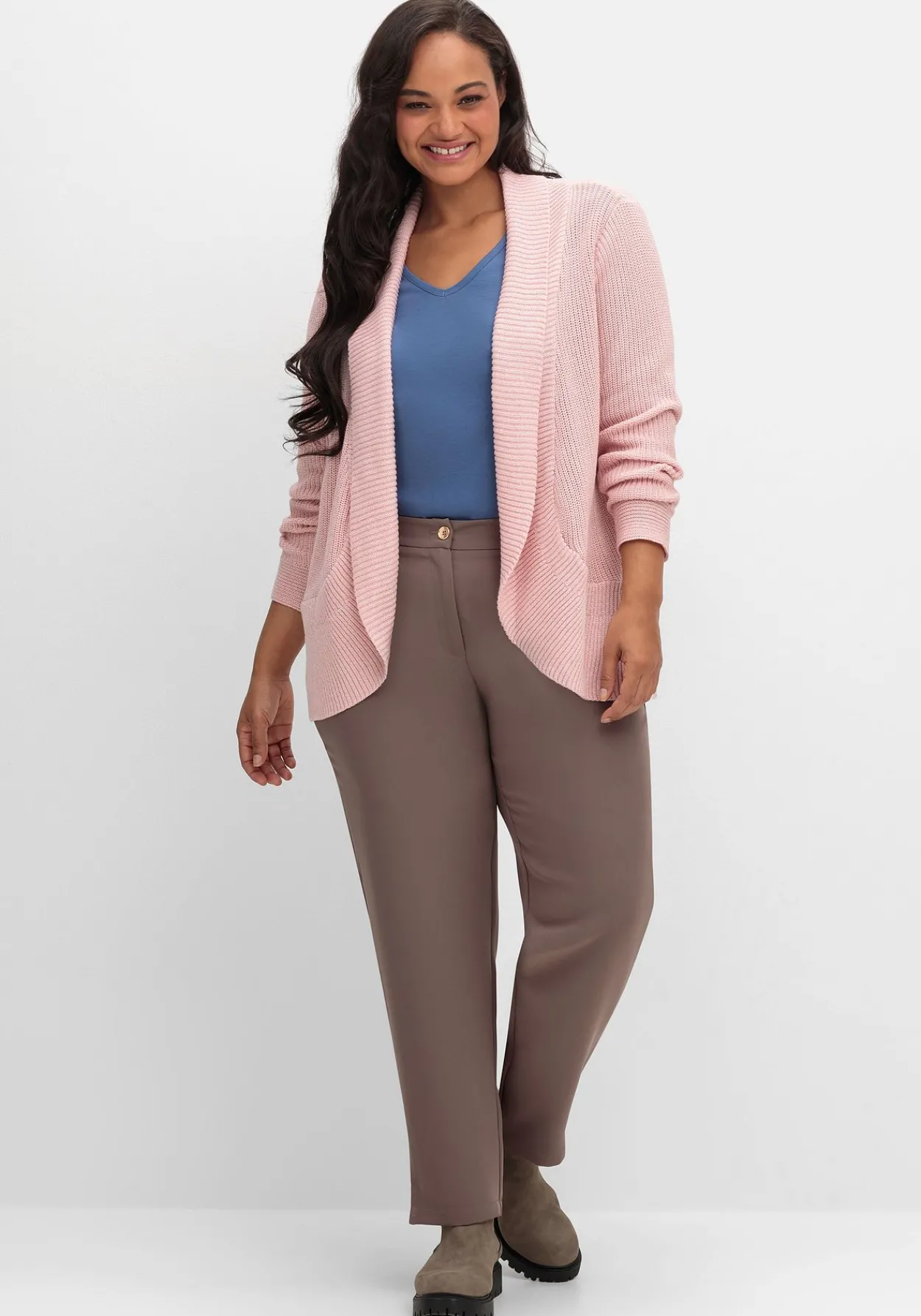 Verschlusslose Strickjacke mit Schalkragen<sheego Clearance