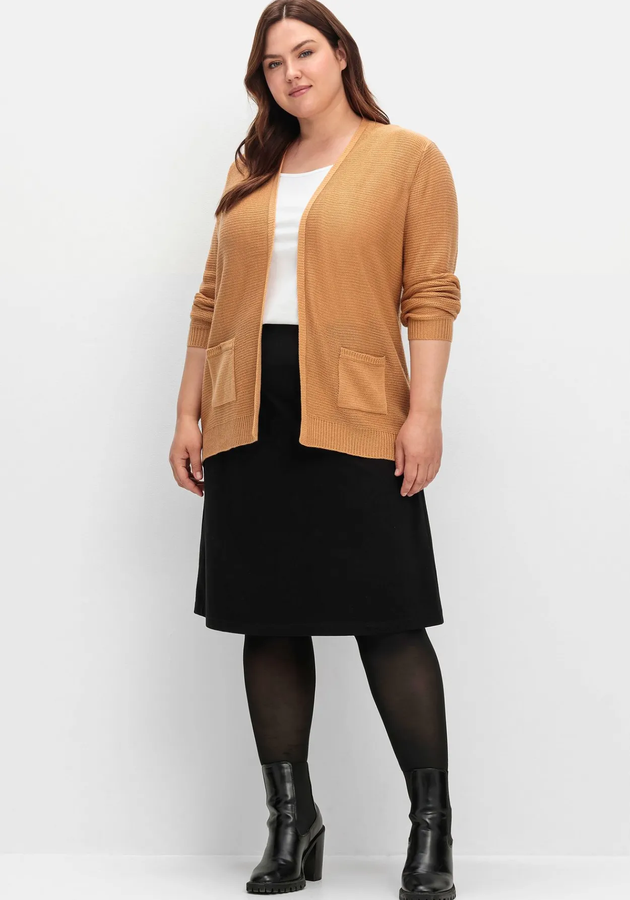 Verschlusslose Strickjacke im Linksstrickmuster<sheego Best