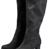 Verschlussloser Weitschaftstiefel in Wildlederoptik<sheego Fashion