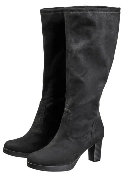 Verschlussloser Weitschaftstiefel in Wildlederoptik<sheego Fashion