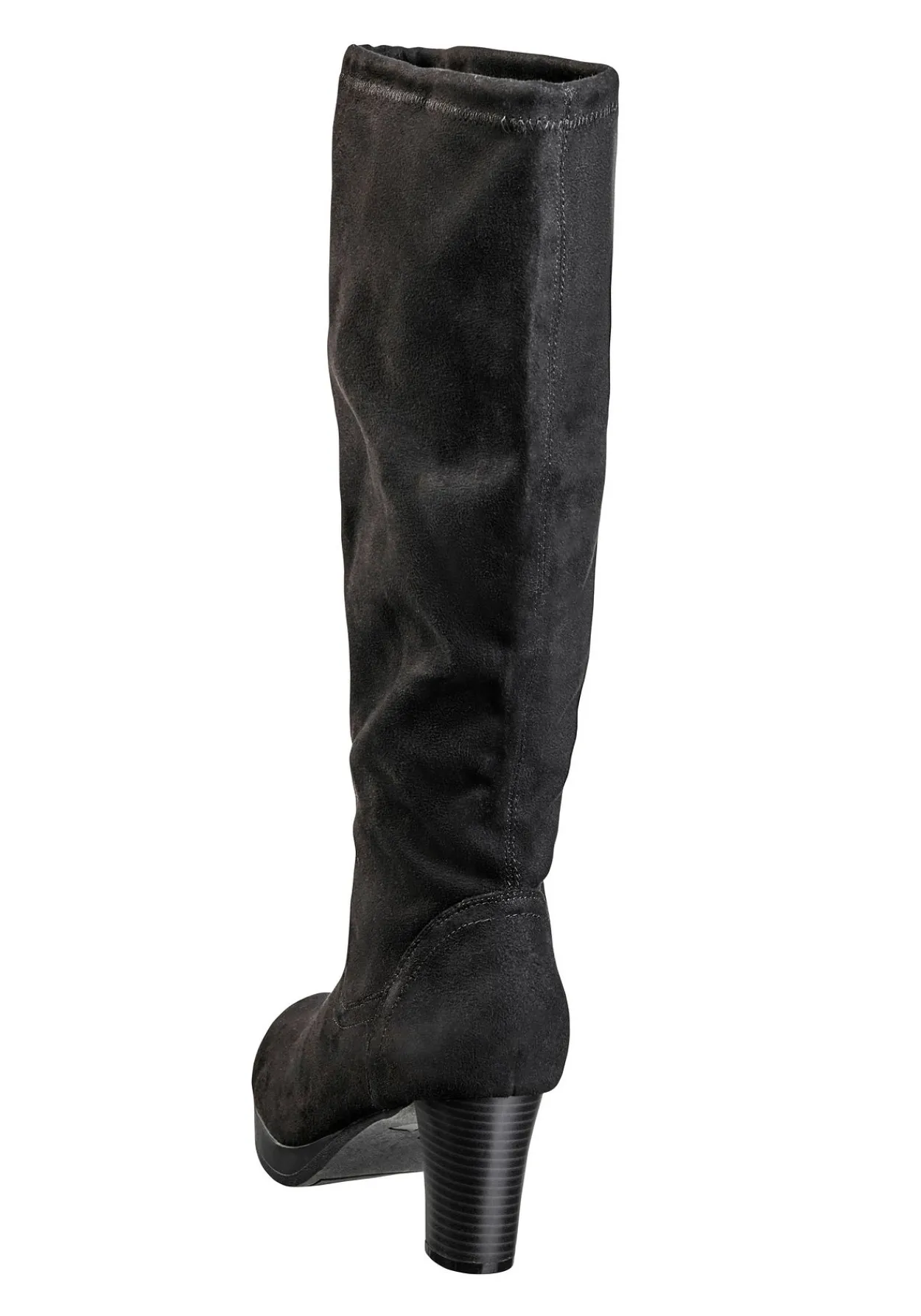 Verschlussloser Weitschaftstiefel in Wildlederoptik<sheego Fashion
