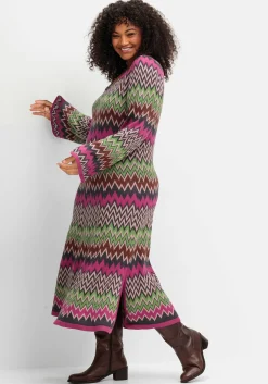 Wadenlanges Strickkleid im Zickzack-Muster<sheego by Joe Browns Fashion