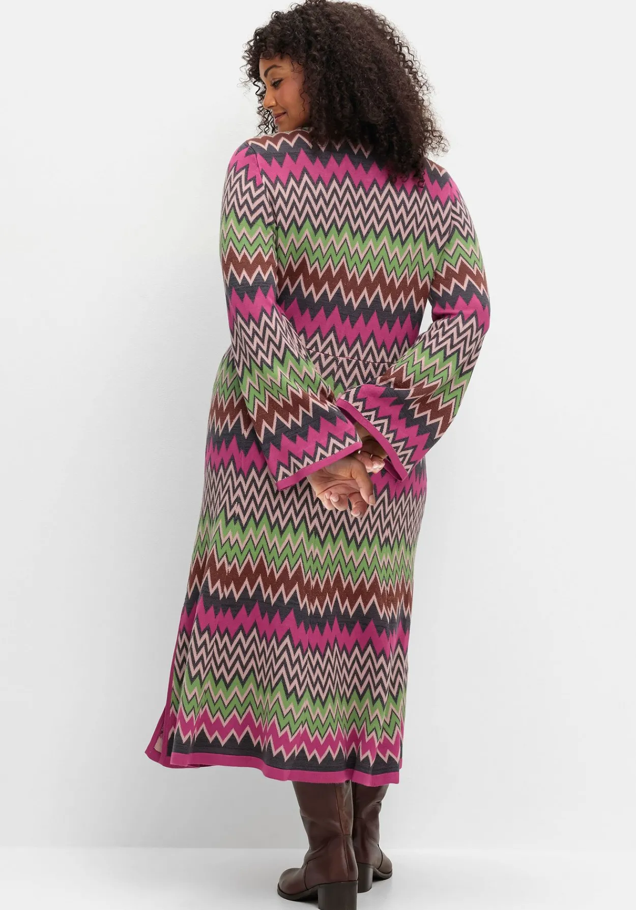 Wadenlanges Strickkleid im Zickzack-Muster<sheego by Joe Browns Fashion