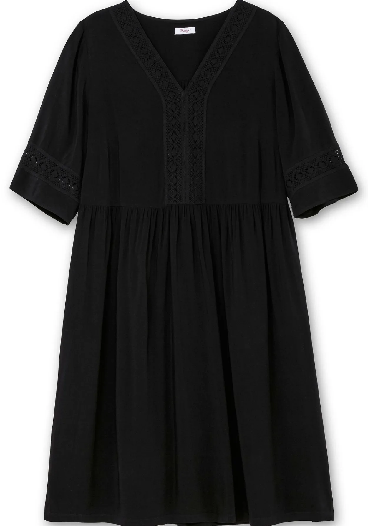 Weit schwingendes Kleid mit Häkelspitze<sheego Sale