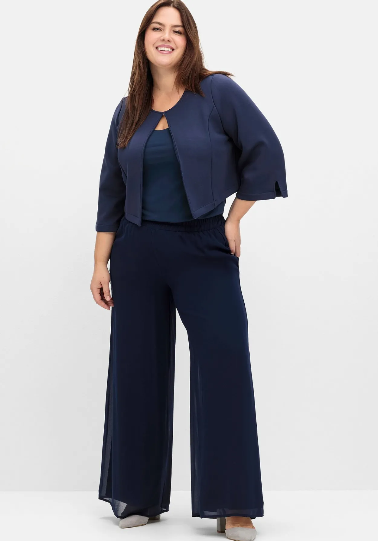 Weite Chiffonhose im Lagenlook, gefüttert<sheego Fashion