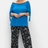 Weite Hose mit Blätterprint und breitem Smokbund<sheego Online