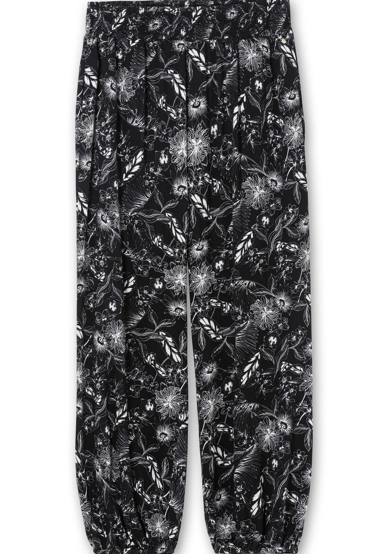Weite Hose mit Blätterprint und breitem Smokbund<sheego Online