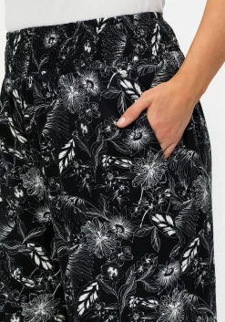 Weite Hose mit Blätterprint und breitem Smokbund<sheego Online
