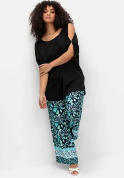 Weite Hose mit Blumenprint und Smokbund<sheego New