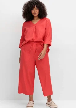 Weite 7/8-Hose mit Schlupfbund, im Leinenmix<sheego New