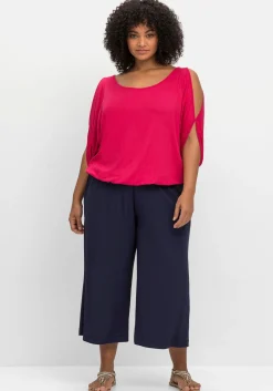 Weite Jerseyhose in 3/4-Länge, mit Smokbund<sheego Discount