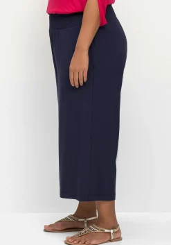 Weite Jerseyhose in 3/4-Länge, mit Smokbund<sheego Discount