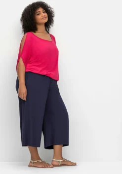Weite Jerseyhose in 3/4-Länge, mit Smokbund<sheego Discount