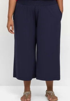 Weite Jerseyhose in 3/4-Länge, mit Smokbund<sheego Discount