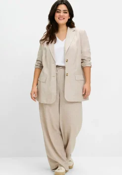 Weite Schlupfhose mit Bindeband, im Leinenmix<sheego Outlet
