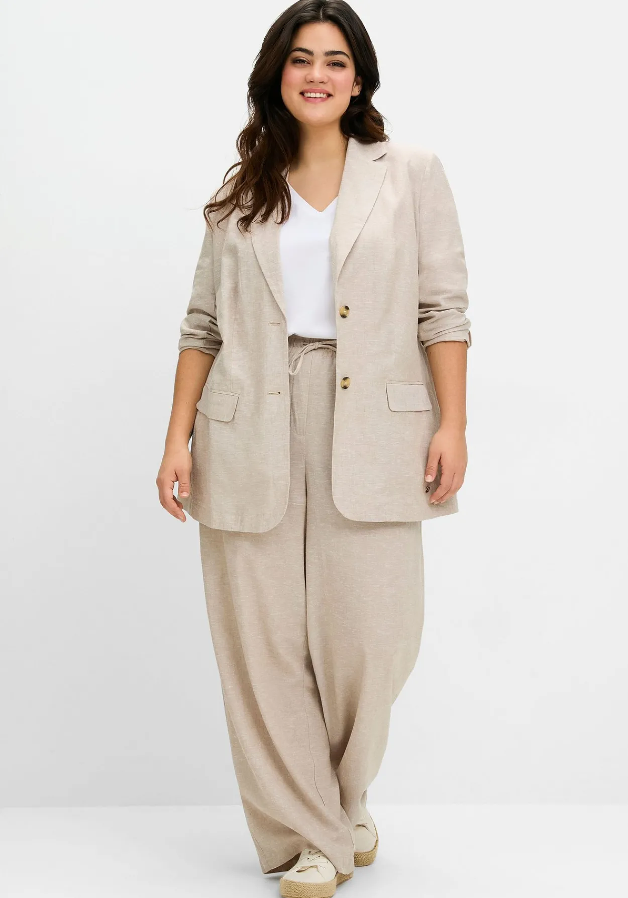 Weite Schlupfhose mit Bindeband, im Leinenmix<sheego Outlet
