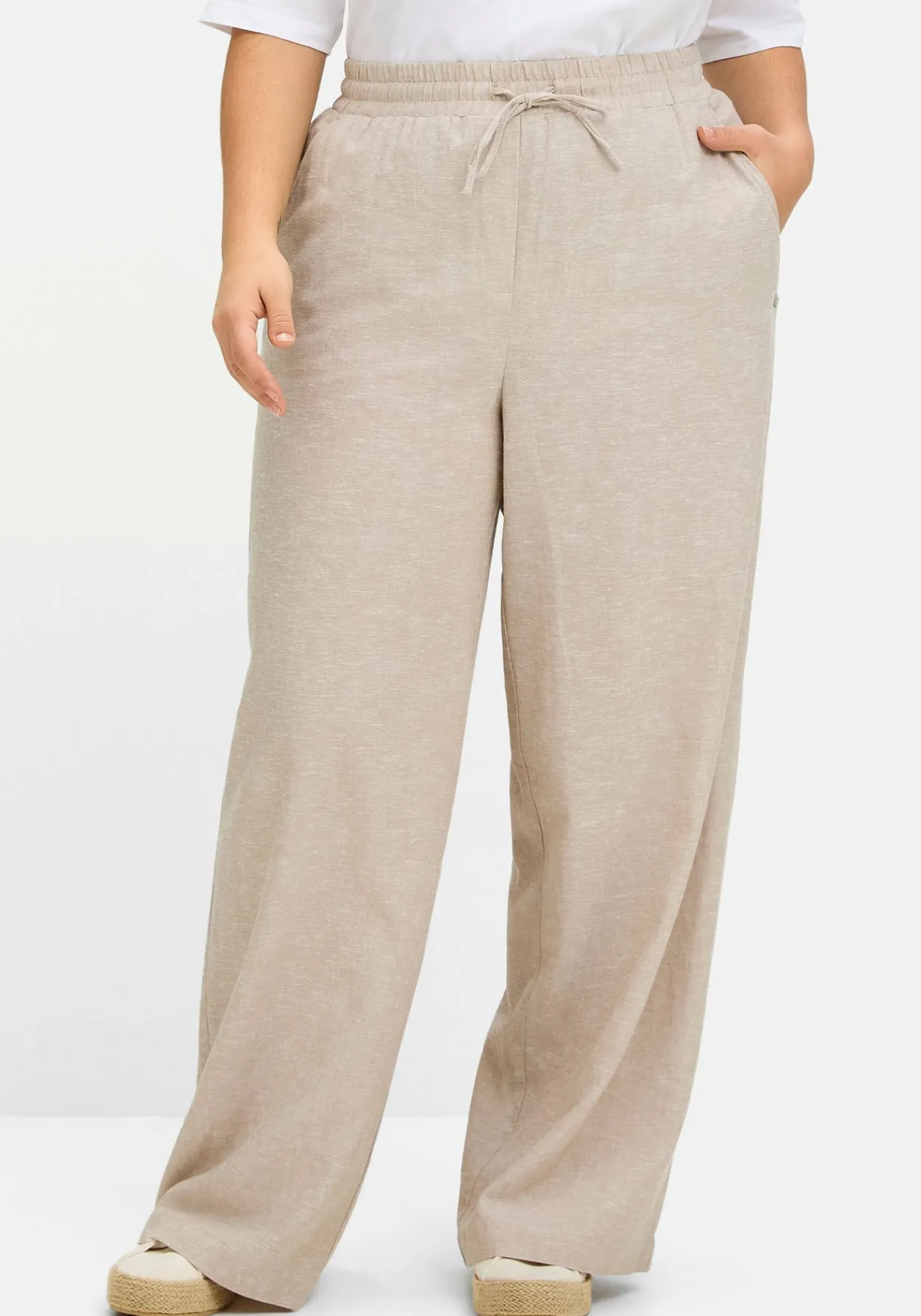 Weite Schlupfhose mit Bindeband, im Leinenmix<sheego Outlet
