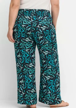 Weite Schlupfhose mit Smokbund und Blätterprint<sheego Hot