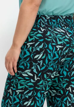 Weite Schlupfhose mit Smokbund und Blätterprint<sheego Hot