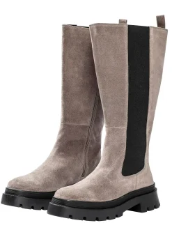 Weitschaft-Lederstiefel mit Stretcheinsatz<sheego Discount