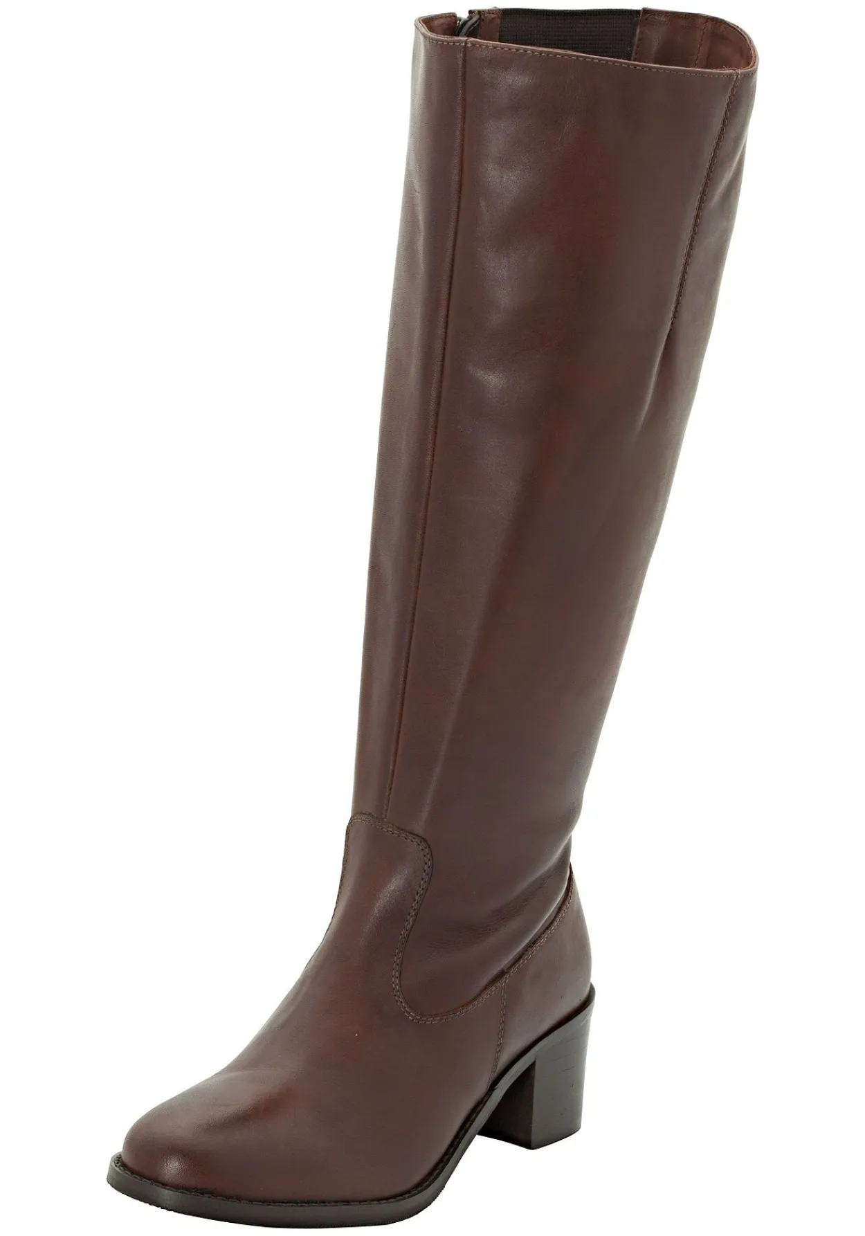 Weitschaftstiefel aus Leder mit Stretch-Einsatz<sheego Fashion