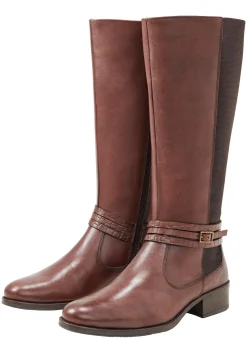 Weitschaftstiefel aus Leder, mit Zierschnalle<sheego Clearance