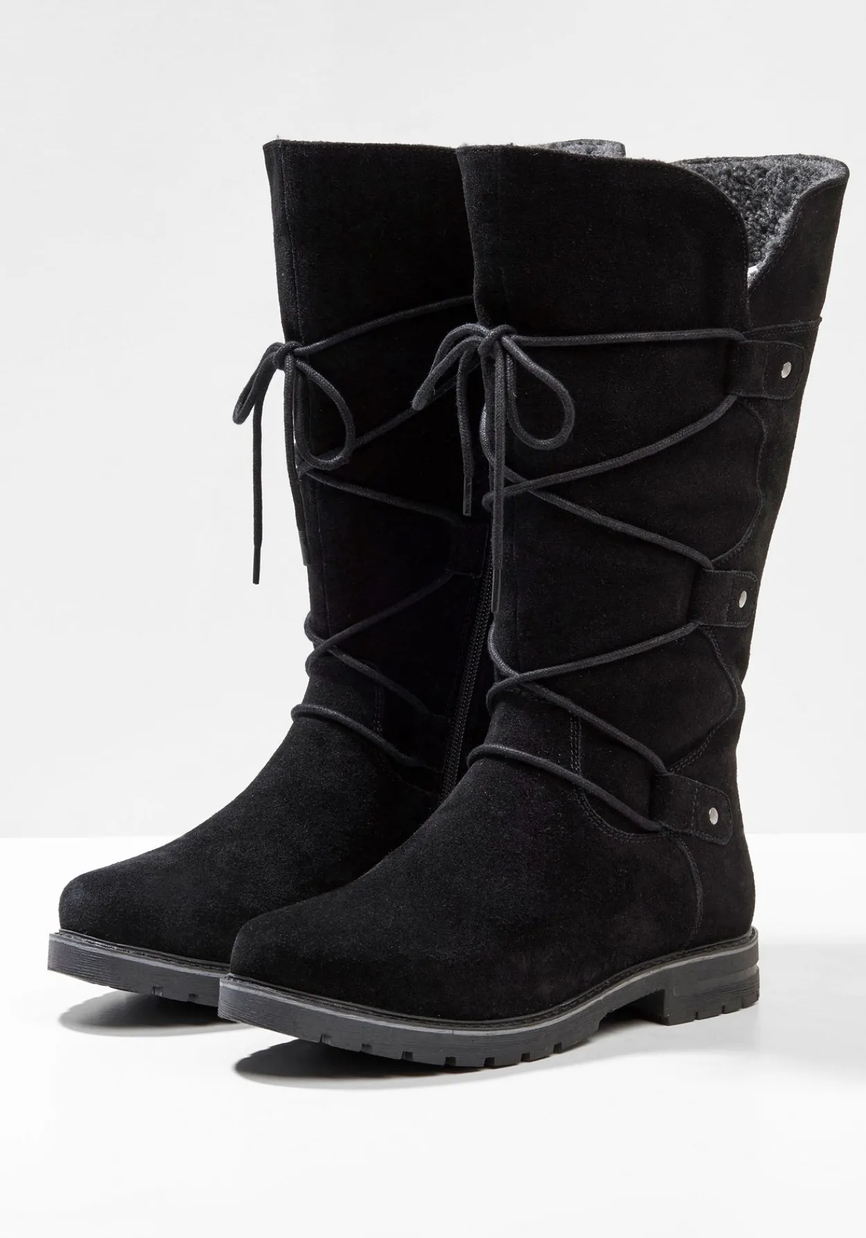 Weitschaftstiefel aus Leder mit Schnürung<sheego Sale