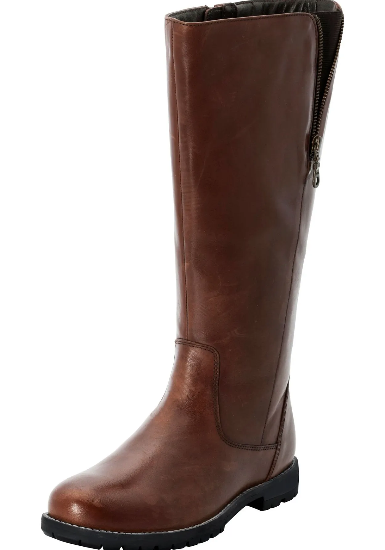 Weitschaftstiefel aus Leder mit Zierreißverschluss<sheego New