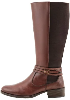 Weitschaftstiefel aus Leder, mit Zierschnalle<sheego Clearance
