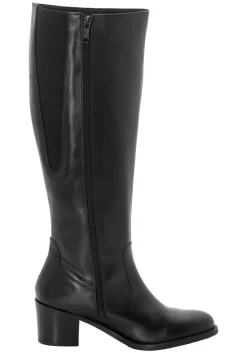 Weitschaftstiefel aus Leder mit Stretch-Einsatz<sheego New