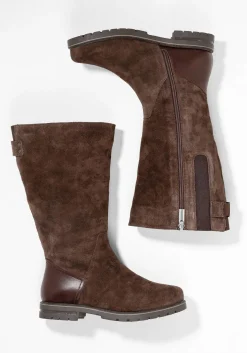 Weitschaftstiefel aus Leder mit Fellimitat<sheego Discount