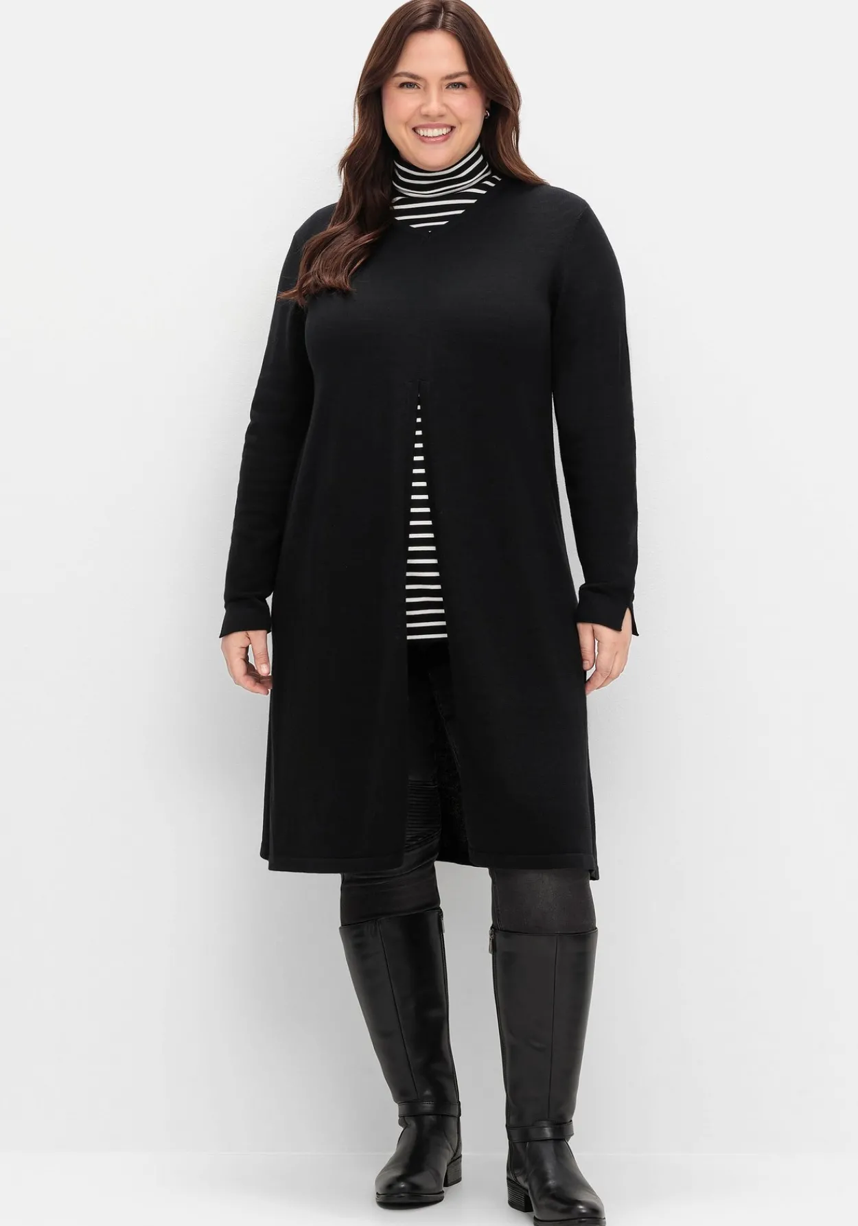 Weitschaftstiefel aus Leder mit Zierband<sheego Sale