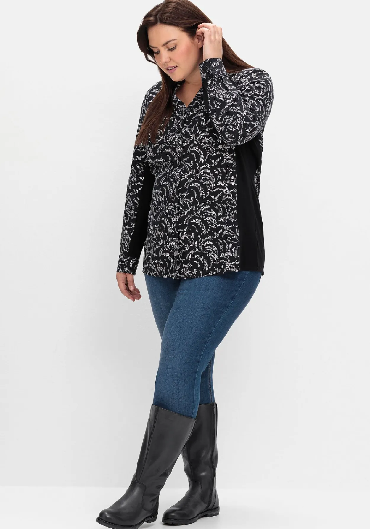 Weitschaftstiefel aus Leder mit Zierreißverschluss<sheego Clearance