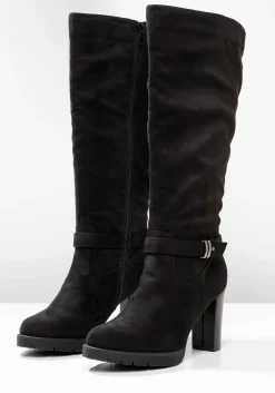 Weitschaftstiefel in Velourslederoptik, mit Schnallenband<sheego Fashion