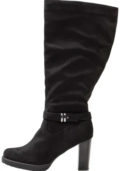 Weitschaftstiefel in Velourslederoptik, mit Schnallenband<sheego Fashion