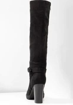 Weitschaftstiefel in Velourslederoptik, mit Schnallenband<sheego Fashion