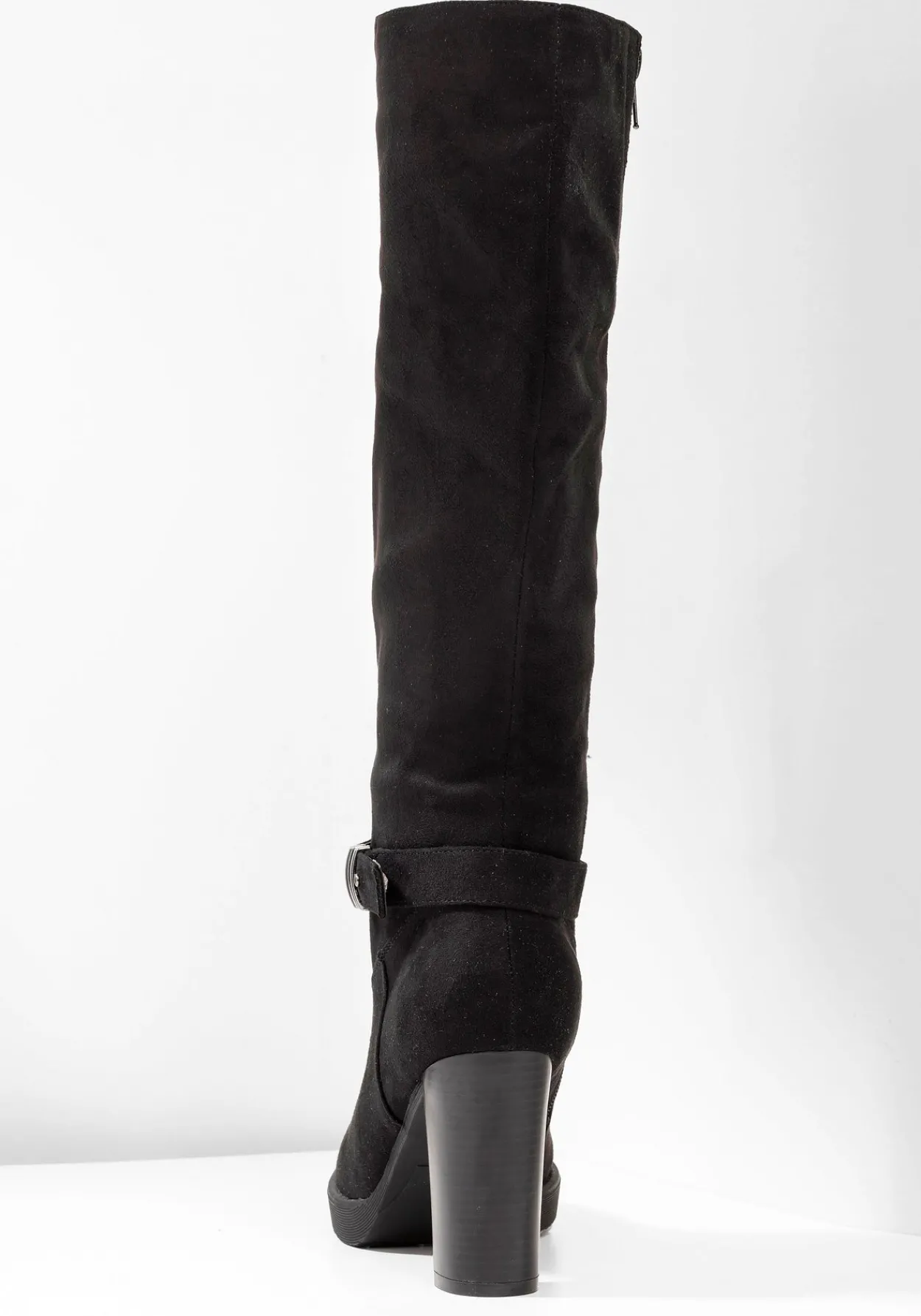 Weitschaftstiefel in Velourslederoptik, mit Schnallenband<sheego Fashion