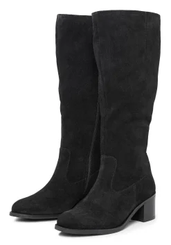 Weitschaftstiefel mit Stretcheinsatz, aus Veloursleder<sheego Outlet