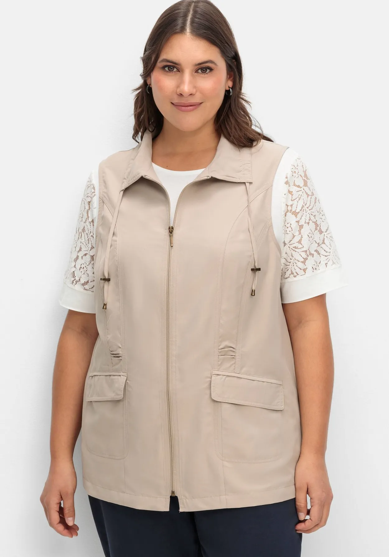 Weste aus Microfaser, mit Umlegekragen<sheego Fashion